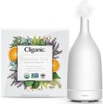 Cliganic Organic Essential Oils Set (Top 8) + White Ceramic Diffuser