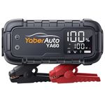 YaberAuto Car Jump Starter, 6000A Car Battery Booster Pack Jump Starter 65W Fast Charging (All Gas/12.0L Diesel), 12V Car Battery Jump Pack with 150W DC Output,600 Lumen Light,3.3" LCD,10 Protections