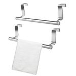 JIANYH 2 Pcs Over The Door Towel Rail,Kitchen Towel Rail Tea Towel Holders Stainless Steel Over Door Tea Towel Rail, No Drilling for Kitchen Bathroom,Anti Slip Scratch Protecting Stripe