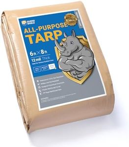 GUARD SHIELD Tarps Heavy Duty Plus+ Waterproof 6x8 Feet Beige/Khaki Multi-Purpose Thick Poly Tarp Cover 12mil