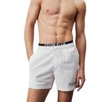 Calvin Klein Men Swim Trunks Medium Double Mid-Length, White (Pvh Classic White), M