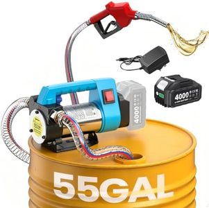SEESII Diesel Transfer Pump Battery Powered: 12GPM Cordless Electric Fuel Transfer Pump Kit w/ 4.0Ah Battery & Auto-Stop Nozzle, 2 Hoses & Filter for Diesel Kerosene Portable Fueling on Farm Boat Home