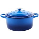 Alathote 6 Quart Enameled Cast Iron Dutch Oven with Lid | Big Dual Handles | Oven Safe up to 500°F | Classic Round Pot for Versatile Cooking - Blue