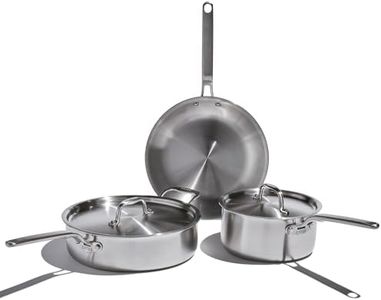 Eater x Heritage Steel 5 Piece Essentials Set | Made in USA | 5 Ply Fully Clad Stainless Steel Cookware Set | Stay Cool Handle | Induction Cookware Set | Non Toxic Cookware Set | Cook Like an Eater