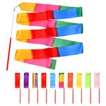 Mikihat 10 Packs Dance Ribbons Streamers, Colorful Gymnastic Dance Ribbons, Dancing Ribbons Sticks for Kids Streamers Rhythmic with a Twirling Rod, for Talent Shows, Artistic Dancing, Baton Twirling