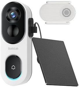 BOTSLAB 2K Doorbell Camera Wireless with Solar Panel, Nonstop Power Video Doorbell with Head-to-Toe View, No Monthly Fee, 2-Way Audio, Human Detection, 5200mAh Battery, 2.4Ghz WiFi