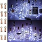 FANSIR Wine Bottle Lights with Cork, 10 Pack Battery Operated LED Cork Shape Silver Wire Fairy Mini String Lights for DIY, Party, Decor, Wedding Indoor Outdoor(Cool White)