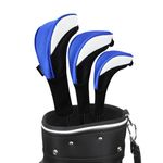 Scott Edward Golf Club Head Covers for Fairway Woods Driver Hybrids, 3Pcs Long Neck Mesh Golf Club Headcovers Set with Interchangeable No. Tags (Blue White)