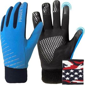 FINGER TEN Kids Winter Gloves Waterproof with Free Neck Warmer Boys Girls Touchscreen for Cold Weather Outdoor Sports (Blue, X-Large)