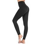 SIMIYA Womens Leggings, High Waist Super Soft Comfort Slim Pants Power Stretch Tights Yoga Trousers (Black,M)