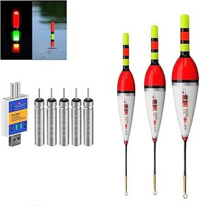Pack of 3 LED Floats Fishing with Bite Alarm, Floats Fishing with Gravity Sensing and Base, Fishing Accessories for Diving Area, Fishing by The Lake, River or Pond (B)