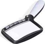 Foldable Handheld Magnifying Glass with Light,3x Large Rectangle Magnifier with 5 LEDs for Seniors with Macular Degeneration Newspaper Small Print Lightweight LED Magnifier for Reading Low Vision