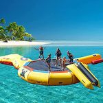 Inflatable Water Trampoline, 10Ft/13Ft/15Ft/20Ft Floating Platform With Slides and Diving Pillow Bag, Jumping Platform, Lake Trampoline, 3m