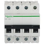 Schneider Electric Acti 9 63-A, ampere 4-Pole C Curve MCB, White, Standard (ACT 9 'C' CURVE)