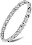 MagnetRX® Ultra Strength Magnetic Bracelets for Women – Double Magnet Stainless Steel Crystal Bracelet for Women – Adjustable Bracelet Length with Sizing Tool (Silver XO)