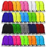 40 Pieces Drawstring Backpacks Bulk Waterproof Polyester Drawstring Bags Cinch Gym Backpack Sports Sackpack Goody Gift Team Bags Portable Travel Bags for Men Women (20 Colors)