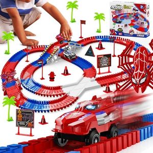 Ancitoy Spider Race Track Toy for Boys 4-6, Race Car Set with 2 Spider Cars, DIY Flexible Tracks Playset, Toddler STEM Building Toys for Girls, Birthday Gift for Kids Ages 3 4 5 6