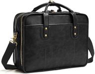 Leather Briefcases for Men 15.6 Inch Business Computer Bag Laptop Bag for Men Water Resistance Vintage Large Capacity Travel Messenger Bag Perfect Bag for Men-Black