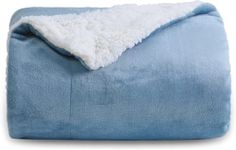 BSB HOME Sherpa Fleece Blanket Double Size Winter Super Soft Extra Warmest and Heavy Thick Winter 500GSM Bed Blankets for Couch Sofa Bed, 90" X 90" (Aqua)