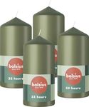 Bolsius Pillar Candles - Green - 4-Pack - 12 x 6 cm - Decorative Household Candles - Long Burning Time of 33 Hours - Unscented - Includes Natural Vegan Wax - Without Palm Oil