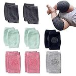 NEPAK 8 Pairs Baby Crawling Knee Pads,Anti Slip,Baby Knee pads, Unisex, 2light Pink+ 2dark Grey+ 2green+ 1black+ 1gray, 8 pack