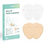 Welnove Metatarsal Pads Women (6 Pairs High Heel Comfort Pads), Ball of Foot Cushions, Soft Gel Heel Inserts for Women, Anti Slip Foot Pads for Metatarsalgia Foot Pain Relief and All-Day Comfort-L