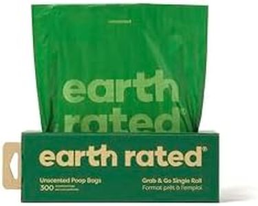 Earth Rated Dog Poop Bags, Thick Grab and Go Single Roll, Ideal for Backyard Pickups, Unscented, 300 Bags