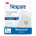 Nexcare Tegaderm + Pad Transparent Dressing, Absorbent pad wicks fluid and doesn't stick to your wound, 6 In X 6 In