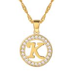 Suplight Letter Necklace k Personalized Best Friend Jewelry Gold Cubic Zirconia Alphabet Initial k Name Necklaces Thanksgivng Day Gift for Women