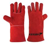 KEEAN Arc/Mig/Tig 14 Inch Welding Gloves Heat&Fire Resistant At 500°C Leather Cut Proof Gaunlets With Kevlar Stitching, Metal Thermal Work Safety Protective Heavy Duty, Pack Of 1