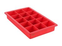 Clazkit Silicone Ice Tray Flexible 15 Cubes/Cavity, Multicolor, Red