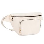 Fanny Pack Women Large Waist Pack Men with Extra Extension Belt Fashion Crossbody Belt Bags for Travel Sports Walking Running Hiking (Beige)