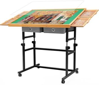 BuilderButler Puzzle Table with Wheels, for 2000 Pieces with Drawers and Cover, 41.7"x30.8" Adjustable Height & 45° Tilting, Puzzle Board for Adults