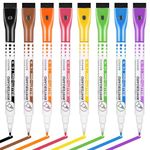 GLUN® Multicolour Whiteboard Markers Pens, Pack of 8 Dry Erase Markers with Eraser on Cap, Magnetic Washable Markers for White Board