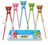 House of Stix Training chopsticks for kids adults and beginners with attachable learning chopstick helper -right or left handed (Multicolour) -5 Pairs