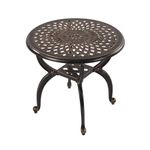 KAILI Outdoor Cast Aluminum Side Table Patio Side Table Backyard, Pool, Indoor, Easy Maintenance and Weather Resistant Coffee Table Porch Table Bistro Table (20.8round-Bronzed)