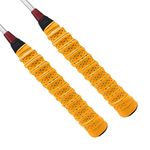 SYGA Pack of 2 Badminton Tennis Racket Grip Self Adhesive Grip Handle Tape Racquet Grip Soft Replacement Non-Slip Anti Sweat Overgrip - Yellow