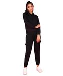 POPWINGS Casual Self Design Solid Sweatshirt and Joggers Co-Ords Set for Women | Trendy Stylish Top and Bottom Set for Women | Women Hooded Sweatshirt and Joggers Set | Women Co Ords Set Summer Wear