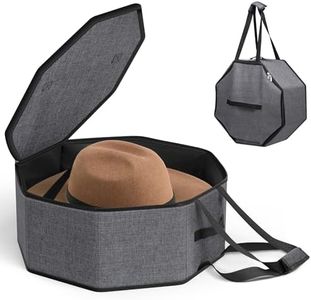 SLEEPING LAMB Large Hat Box for Women Storage, Collapsible Cowboy Hat Travel Case with Handles for Men Carry and Wide Brims Cap Organizer for Closet, Gray