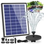 AISITIN 6.5W Solar Fountain Pump with1500mAh Battery Solar Water Pump Floating Fountain, 6 Nozzles, for Bird Bath, Fish Tank, Pond or Garden Decoration