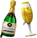 Giant Wine Bottle Balloon Champagne Glass Party Balloons Mylar Foil Balloon for Bar Valentines Decors Aluminium Balloon Birthday Party Decoration Supplies Green