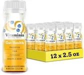 Vitaminis - Gut Health Shot - Berry Banana Juice with Probiotics and Fiber for Digestive Health. Dairy Free, No Added Sugar, Shelf Stable, & Gentle for Kids, Women, & Men (2.5 Fl. Oz, Pack of 12)
