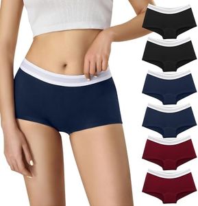Lakpoau Boxer Femme Coton - Shorty Femme Coton Shorts Caleçons Femmes Lot de 6-Femme Boxer Sport Seamless Culotte Femme Basics Shorties Calecon Boxer pour Femme Slips B M