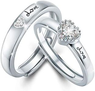 Coppia di anelli in argento sterling 925 con zirconi cubici anelli di fidanzamento coppia fedi nuziali fedi nuziali anelli di fidanzamento anelli partner partner