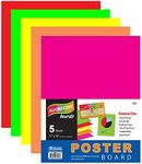 BAZIC Products Poster Board 11" X 14" Assorted Neon Colored Poster Board Paper for School Craft Project Presentation Drawing Graphic Display (5/Pack), 48-Packs