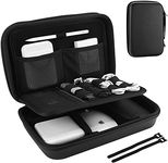 ProCase Hard Travel Electronic Organizer Case for MacBook Power Adapter Chargers Cables Power Bank Apple Magic Mouse Apple Pencil USB Flash Disk SD Card Small Portable Accessories Bag -Black