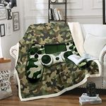 Camo Gamepad Sherpa Blanket Kids Boys Limited Camouflage Video Game Gamepad Fleece Throw Blanket Gamer Game Controller Plush Blanket Hidden Military Fuzzy Blanket for Sofa Bed Couch,Baby 30x40 Inch