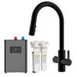 SIA 4-in-1 Black Boiling Tap with Instant Filtered Hot Water and Pull Out Spray Including Tank & Filter - BWT4BL