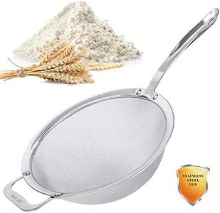 Stainless Steel 18/8 Mesh Strainer, 30 Mesh Extra Fine Quinoa Sieve, with Solid Sturdy Handle, 9" Large Flour Filter with Wider Hook