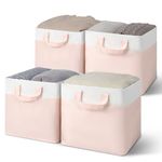 GRANNY SAYS Storage Cubes with Metal Frame, Pack of 4 Pink Cube Storage Boxes, Cubby Storage Bins with Handles, Collapsible Storage Bins Square, Cube Organizer, Cube Bac de Rangement 27 x 27 x 27 cm